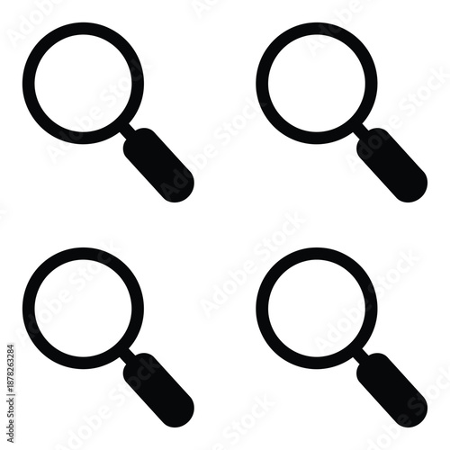 four magnifying glasses on a white background