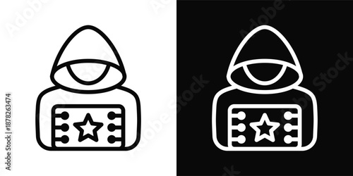 Cyber Icon White And Black Background Style