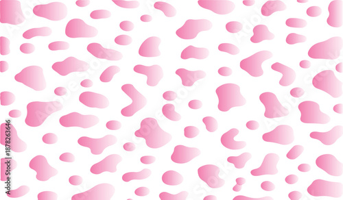 Cute Pink Cow Print Seamless Vector Pattern Background with Blotches and Spots