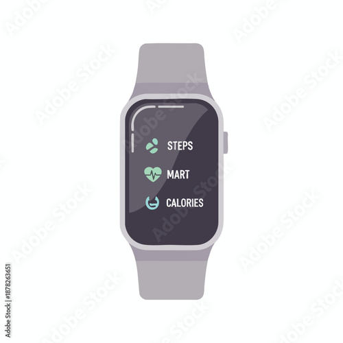 Modern Fitness Smartwatch on White Background