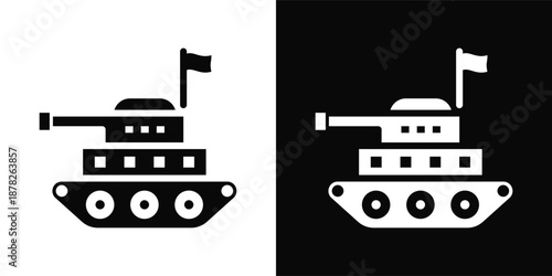 Tank Icon White And Black Background Style