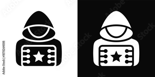 Cyber Icon White And Black Background Style