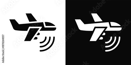 Unmanned Aerial Vehicle Icon White And Black Background Style