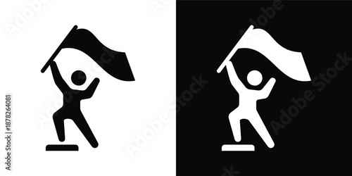 Victory Icon White And Black Background Style