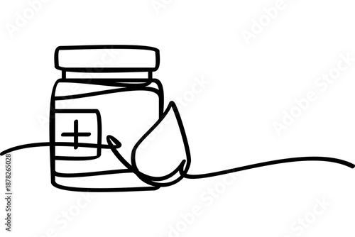 Continuous line design illustration of a liquid medicine icon. Attractive abstract line art design.