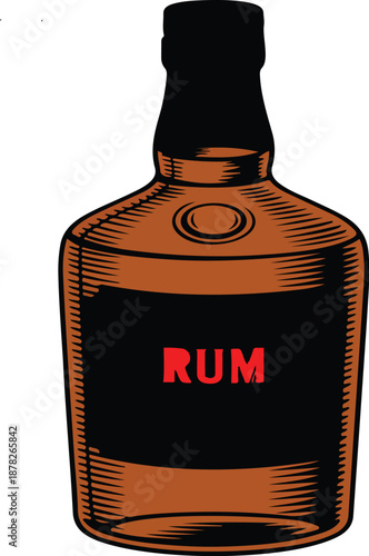 Rum Bottle Outline Icon  Hand Drawn Distillery Alcohol Illustration