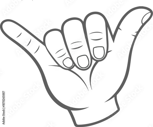 Call Me Gesture Outline Icon  Retro Gloved Comic Hand Illustration