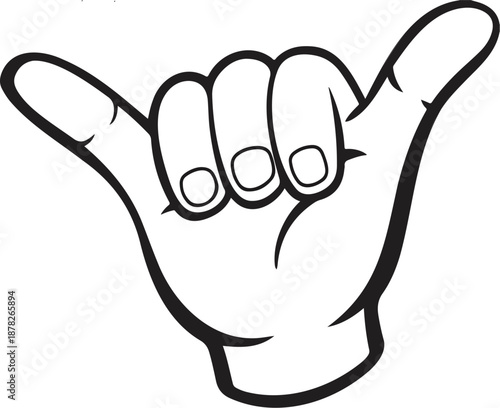 Call Me Gesture Outline Icon  Retro Gloved Comic Hand Illustration