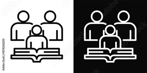 Reading Icon White And Black Background Style
