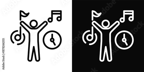 Extracurricular Icon White And Black Background Style