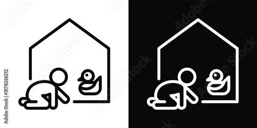 Playroom Icon White And Black Background Style