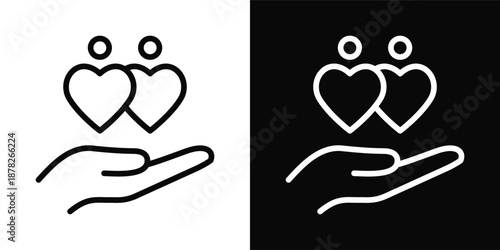 Caring Icon White And Black Background Style