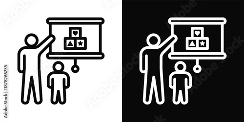 Tutoring Icon White And Black Background Style