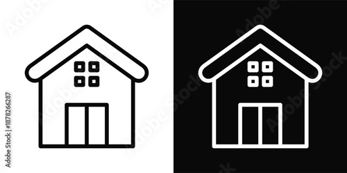 House Icon White And Black Background Style