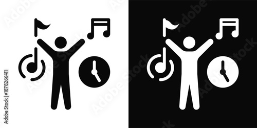 Extracurricular Icon White And Black Background Style