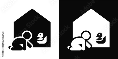 Playroom Icon White And Black Background Style