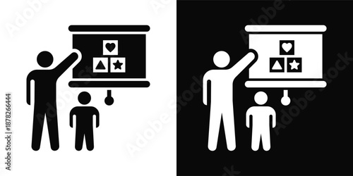 Tutoring Icon White And Black Background Style