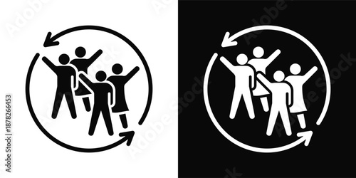 Reunion Icon White And Black Background Style