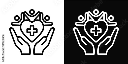 Health Icon White And Black Background Style