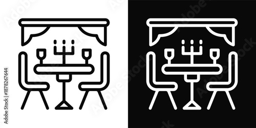Dining Room Icon White And Black Background Style