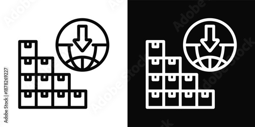 Import Icon White And Black Background Style