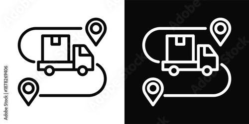 Transit Icon White And Black Background Style