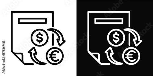 Exchange Rate Icon White And Black Background Style