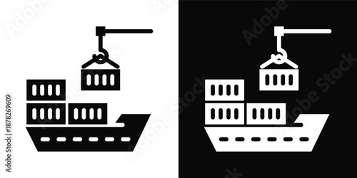Cargo Icon White And Black Background Style