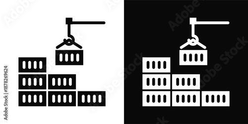 Container Icon White And Black Background Style
