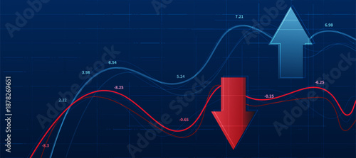 Financial Investment Stock Market Chart Background with Up and Down Arrows