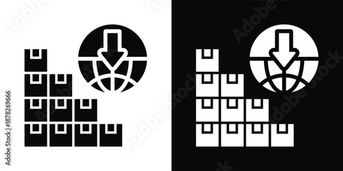 Import Icon White And Black Background Style