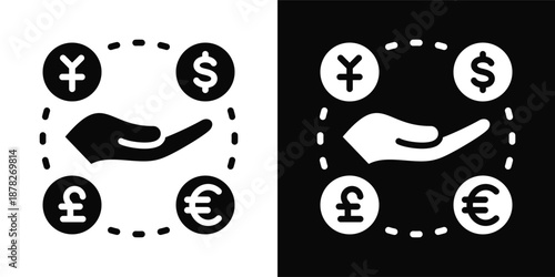 Foreign Exchange Icon White And Black Background Style