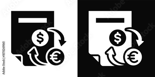 Exchange Rate Icon White And Black Background Style