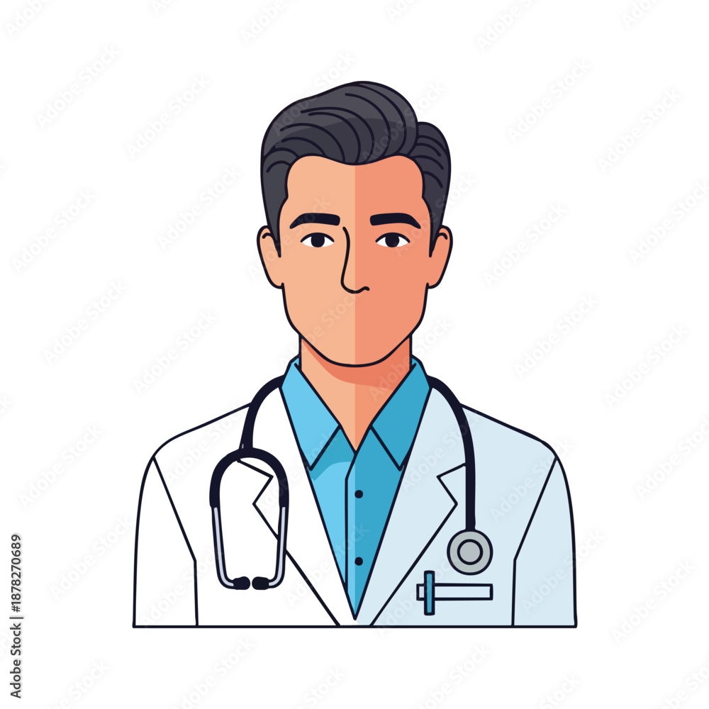 Fototapeta premium Illustration of a male doctor with stethoscope