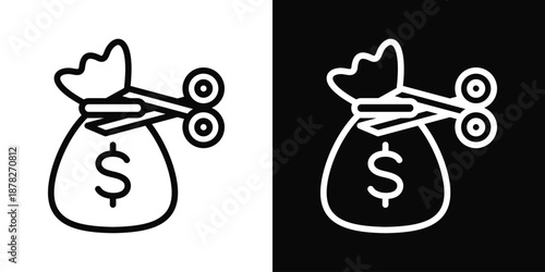 Cost Reduction Icon White And Black Background Style