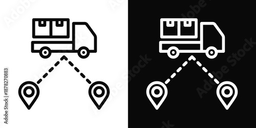 Logistics Icon White And Black Background Style