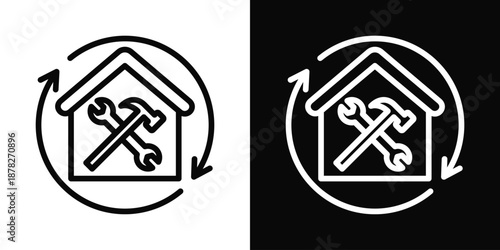 Renovation Icon White And Black Background Style
