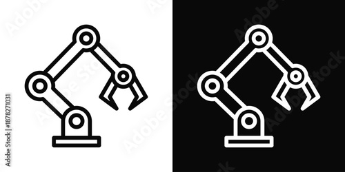 Robotic Arm Icon White And Black Background Style
