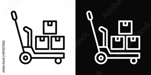 Material Handling Icon White And Black Background Style