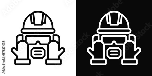 Personal Protective Equipment Icon White And Black Background Style