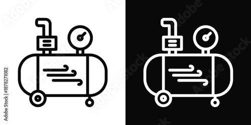 Pneumatic Icon White And Black Background Style