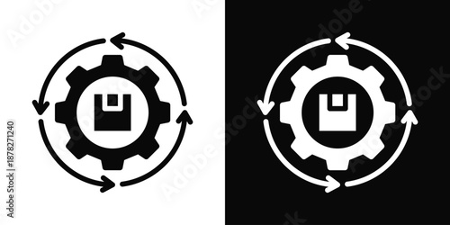 Supply Chain Icon White And Black Background Style