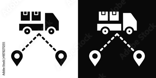 Logistics Icon White And Black Background Style