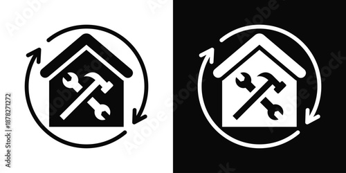Renovation Icon White And Black Background Style