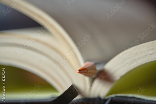 Sharp Pencil in Open Book Macro