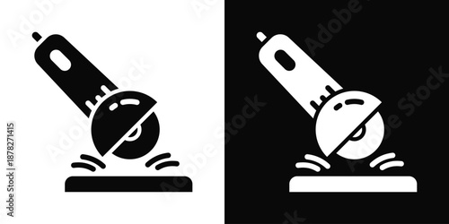 Grinding Icon White And Black Background Style