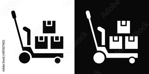 Material Handling Icon White And Black Background Style