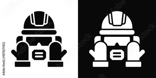 Personal Protective Equipment Icon White And Black Background Style