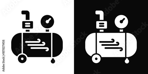 Pneumatic Icon White And Black Background Style