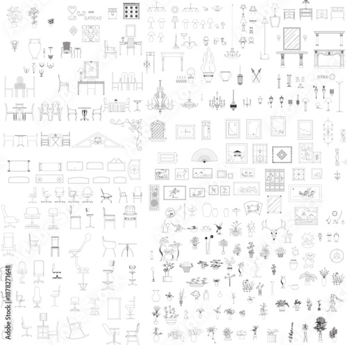 Front View Interior Elevation and Decorative Elements for Residential and Office Building Interior Design and Architecture